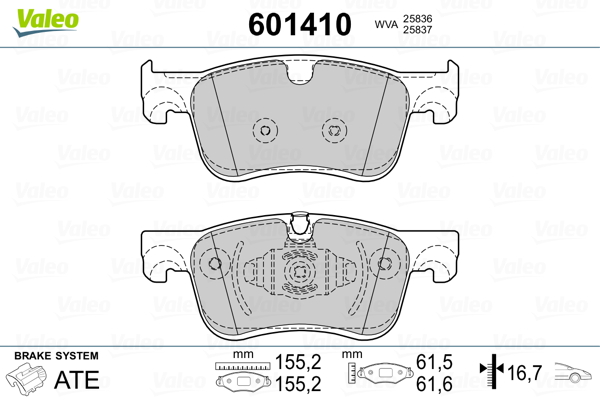 VALEO Fékbetét, mind 601410_VALEO