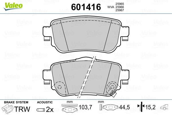 VALEO Fékbetét, mind 601416_VALEO