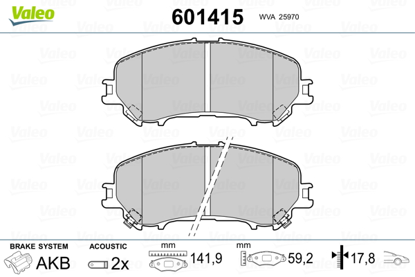 VALEO Fékbetét, mind 601415_VALEO