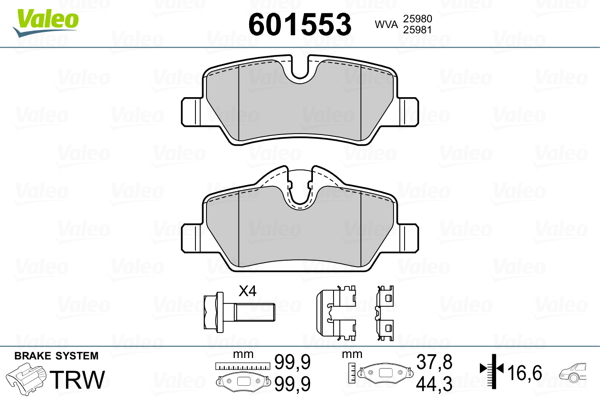 VALEO Hátsó fékbetét 601553_VALEO