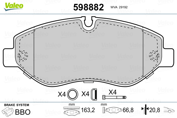 VALEO Első fékbetét 598882_VALEO