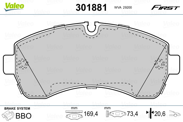 VALEO FIRST Első fékbetét 301881_VALEO