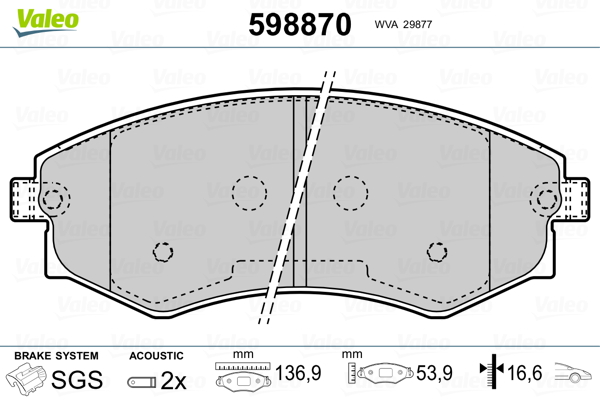 VALEO Első fékbetét 598870_VALEO