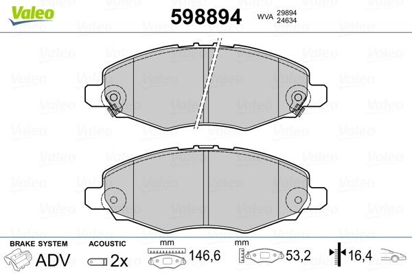 VALEO Első fékbetét 598894_VALEO