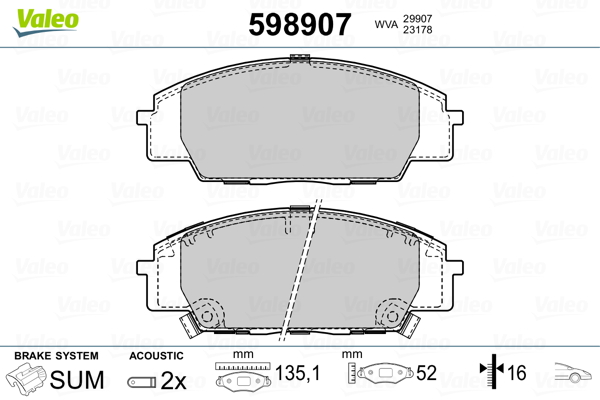 VALEO Első fékbetét 598907_VALEO