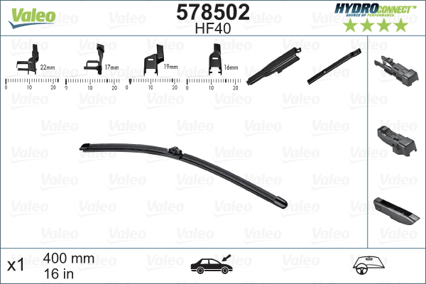 VALEO HYDROCONNECT Ablaktörlő lapát 578502_VALEO