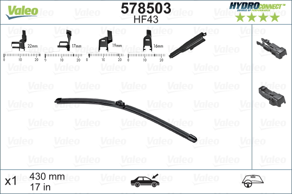 VALEO HYDROCONNECT Ablaktörlő lapát 578503_VALEO