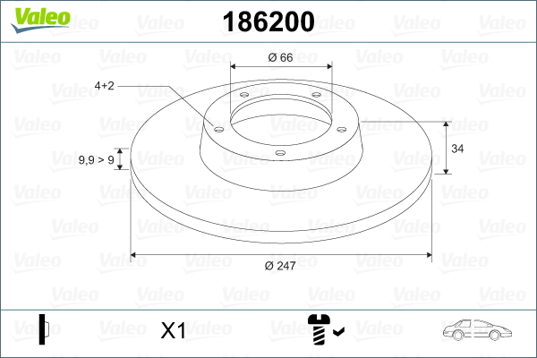 VALEO 186200_VALEO Első féktárcsa