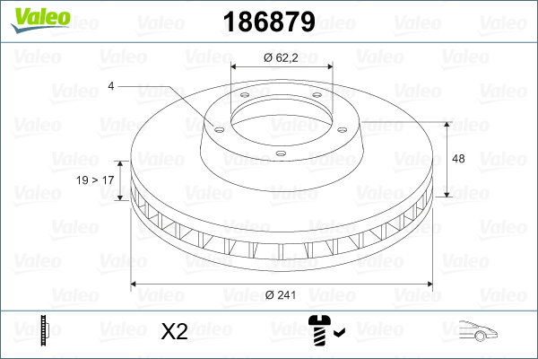 VALEO Első féktárcsa 186879_VALEO