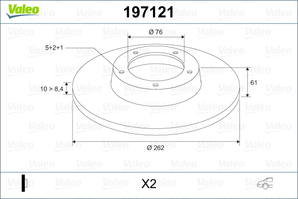 VALEO 197121_VALEO Hátsó féktárcsa