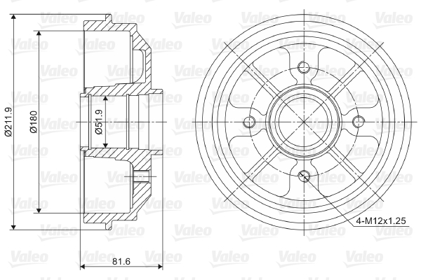 VALEO Fékdob 237007_VALEO