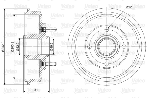 VALEO Fékdob 237012_VALEO