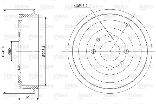 VALEO Fékdob 237021_VALEO