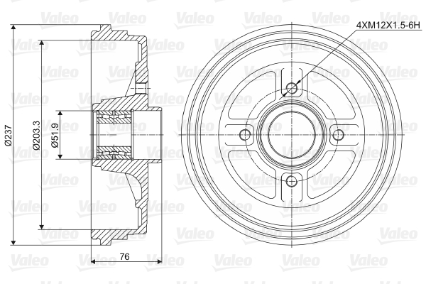 VALEO Fékdob 237034_VALEO