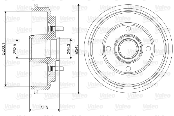 VALEO Fékdob 237088_VALEO