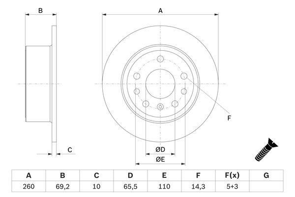 BOSCH Hátsó féktárcsa 0986478430_BOSCH