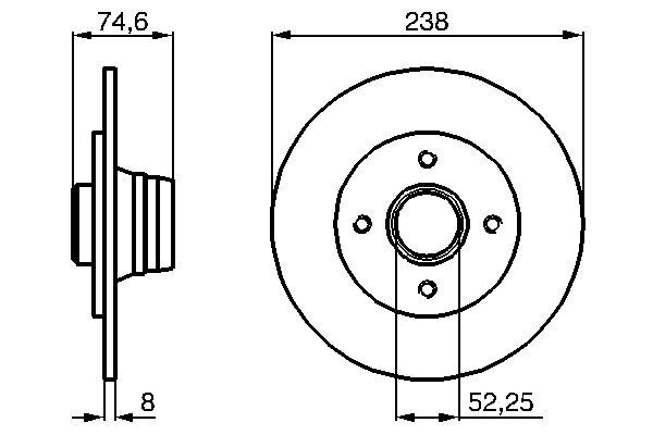 BOSCH Hátsó féktárcsa 0986478866_BOSCH