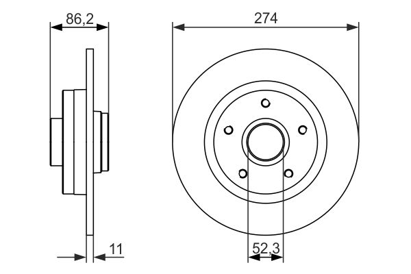 BOSCH Hátsó féktárcsa 0986479682_BOSCH