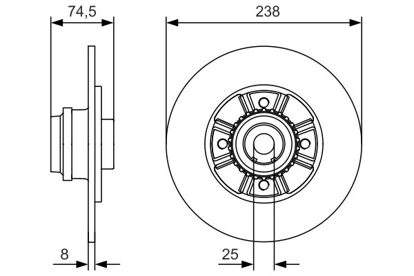 BOSCH Féktárcsa+kerékagycsapágy 0986479760_BOSCH