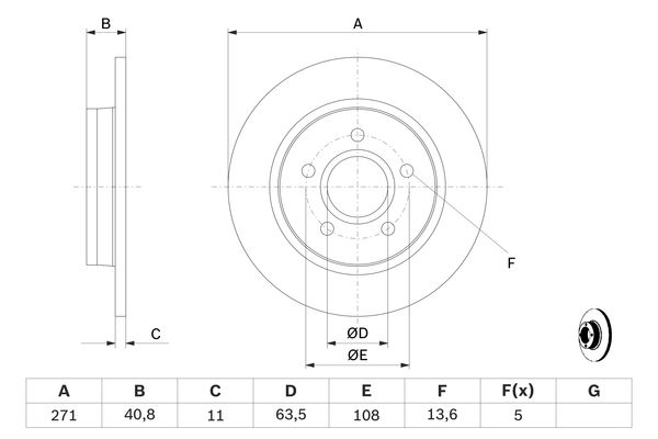 BOSCH Hátsó féktárcsa 0986479763_BOSCH