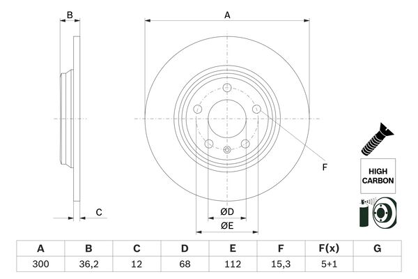 BOSCH Féktárcsa, mind 0986479E33_BOSCH