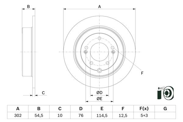 BOSCH Hátsó féktárcsa 0986479E45_BOSCH