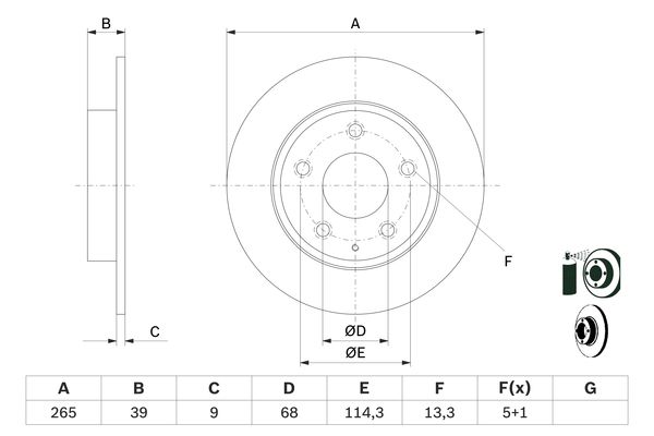 BOSCH Féktárcsa, mind 0986479E54_BOSCH