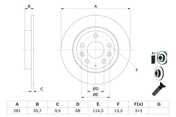 BOSCH Hátsó féktárcsa 0986479E55_BOSCH