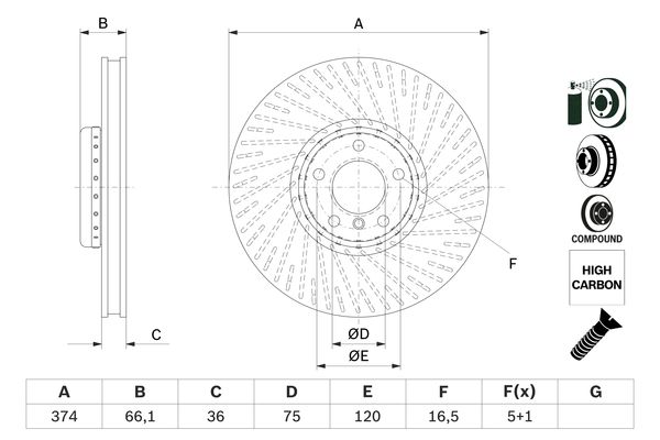 BOSCH Első féktárcsa 0986479E63_BOSCH