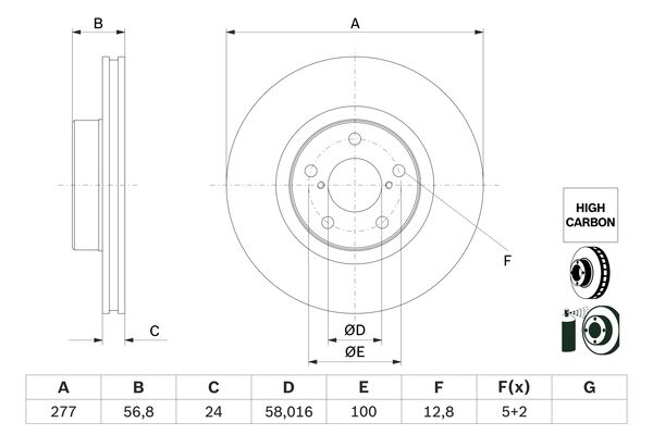 BOSCH Féktárcsa, mind 0986479E69_BOSCH