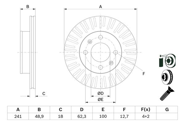 BOSCH Féktárcsa, mind 0986479E73_BOSCH