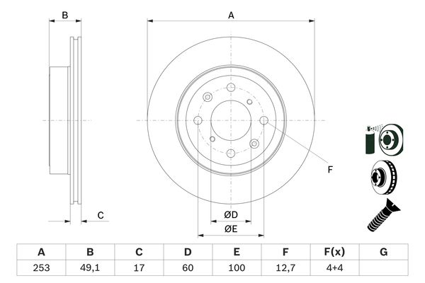 BOSCH Féktárcsa, mind 0986479E75_BOSCH