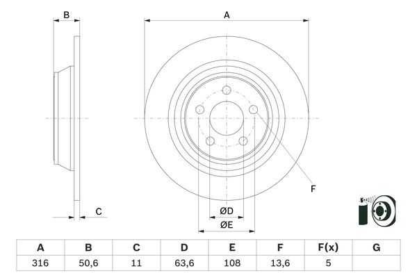 BOSCH Féktárcsa, mind 0986479E82_BOSCH