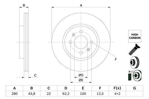 BOSCH Féktárcsa, mind 0986479E98_BOSCH