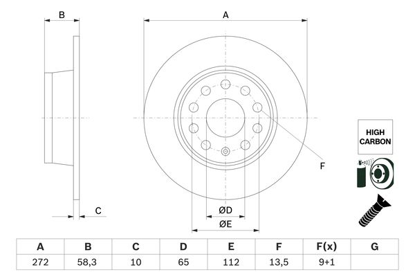 BOSCH Hátsó féktárcsa 0986479F23_BOSCH