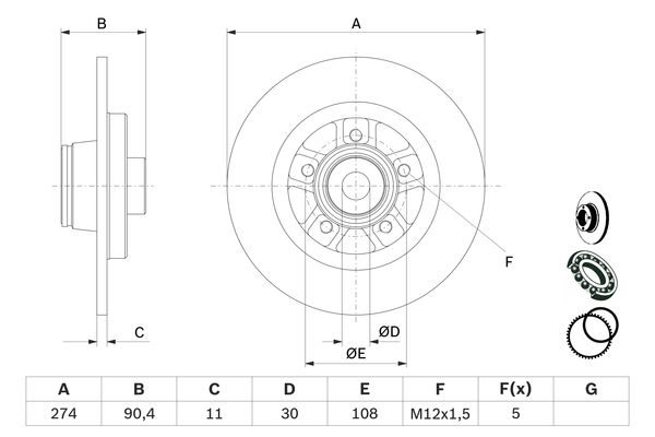 BOSCH Féktárcsa, mind 0986479F30_BOSCH