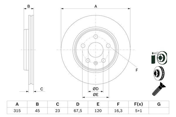 BOSCH Féktárcsa, mind 0986479F53_BOSCH