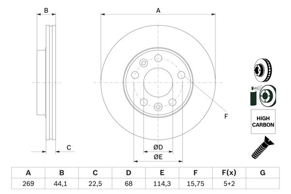 BOSCH Féktárcsa, mind 0986479F65_BOSCH