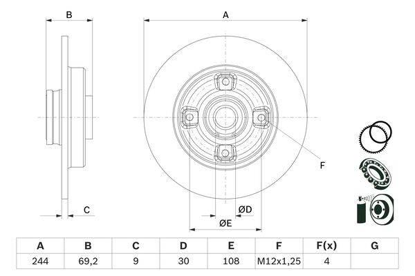 BOSCH Féktárcsa, mind 0986479F74_BOSCH