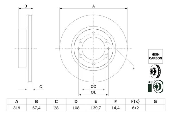 BOSCH Féktárcsa, mind 0986479G19_BOSCH