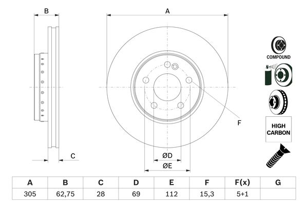 BOSCH Féktárcsa, mind 0986479G41_BOSCH