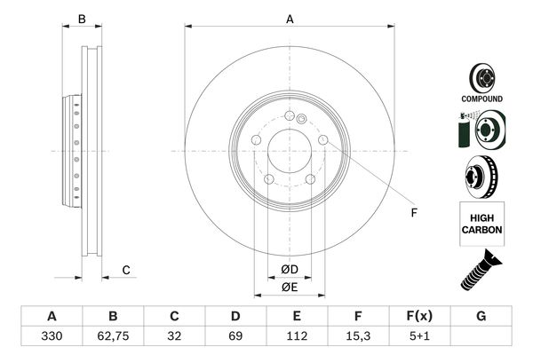 BOSCH Első féktárcsa 0986479G43_BOSCH