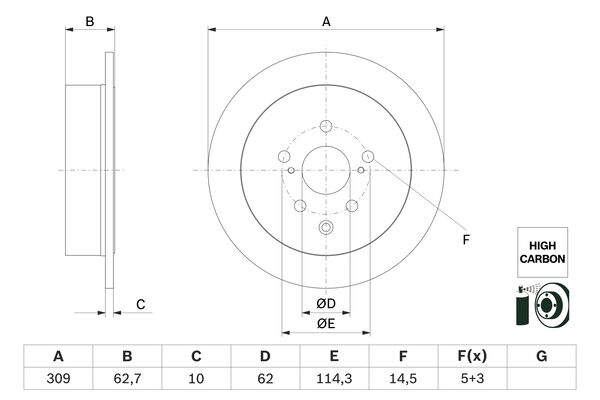 BOSCH Féktárcsa, mind 0986479G61_BOSCH