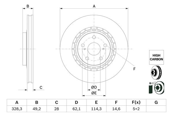 BOSCH Féktárcsa, mind 0986479G63_BOSCH