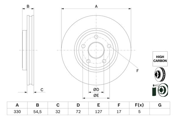 BOSCH Féktárcsa, mind 0986479G78_BOSCH