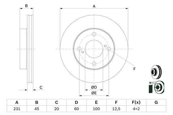 BOSCH Féktárcsa, mind 0986479G92_BOSCH