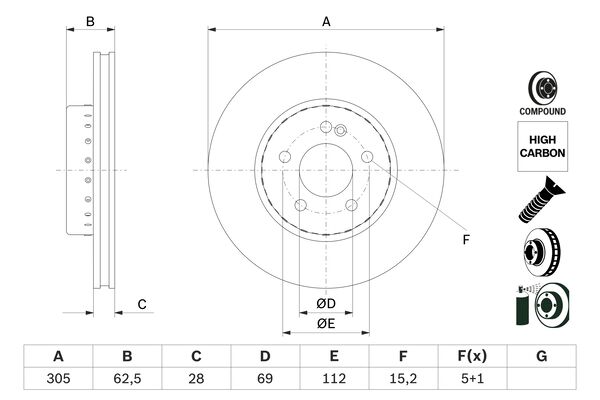 BOSCH Féktárcsa, mind 0986479H46_BOSCH