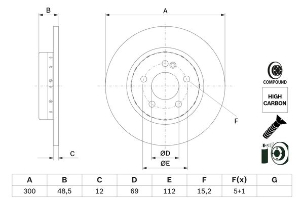 BOSCH Hátsó féktárcsa 0986479H49_BOSCH