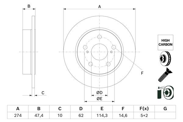 BOSCH Féktárcsa, mind 0986479H73_BOSCH