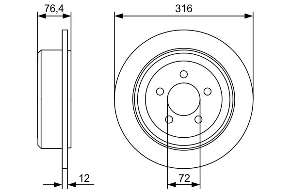 BOSCH Hátsó féktárcsa 0986479W22_BOSCH